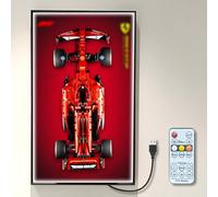 NOVDA 42207 Tableau mural pour Lego Technic Ferrari FS-24 F1 Voiture de course 42207 avec cadre LED Tableau de présentation pour Formule 1 Support mural de voiture 75 x 45 cm (télécommande et cadre)