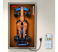 NOVDA Cadre Compatible avec McLaren F1 42141, avec Cadre LED Tableau de présentation pour Formule 1 Support Mural de Voiture 75 x 45 cm (télécommande et Cadre)
