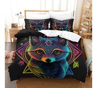 NoveAurora Le Chat 3D Imprimée Literie Enfants Lits en 3Pcs Microfibre Housse De Couette avec Taie d'oreiller Enfants Adolescents avec Fermeture Éclair Super King（260x220cm）