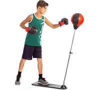 NOVECASA Pattes d'Ours Boxe PU 1 Paire/Sac de Frappe sur Pied Set de Boxe avec Support et Gants Hauteur Réglable pour Jeunes et Enfants (Sac de Frappe Plate-Forme)