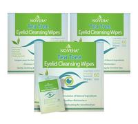 NOVEHA Lot de 180 lingettes pour paupières et cils à l'huile d'arbre à thé avec acide hyaluronique, thé vert et camomille pour blépharite et démangeaisons oculaires, lingettes emballées