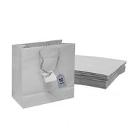 Novel Box Lot de 10 sacs cadeaux argents avec poignes 9,25 x 3,75 x 7,25 pouces de large, sacs cadeaux en papier en vrac pour le shopping profe