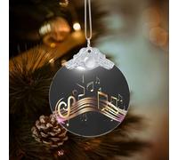 Novel Décoration de Noël ronde en verre à suspendre en forme de note de musique pour fête, mariage, cheminée en plein air