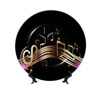 Novel Music Note Assiettes décoratives en céramique Assiette décorative en porcelaine anglaise avec présentoir Ornement en céramique fait à la main Personnalité Assiette à dîner Artisanat pour la