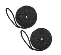 NovelBee Lot de 2 Lignes d'accueil en Nylon à Double Tresse de 1,6 cm x 9,2 m, Corde d'amarrage, Limite de Charge de Travail de 698,5 kg, résistance à la Rupture de 3,5 kg (Noir)