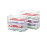novelinks boîte de rangement empilable en plastique transparent avec couvercle de verrouillage (9 Pack Medium transparent)
