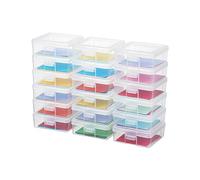 novelinks boîte de rangement empilable en plastique transparent avec couvercle de verrouillage (Pack de 18 petits - transparent)