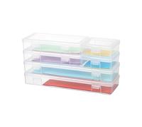Novelinks Boîtes Empilables en Plastique Transparent avec Couvercle à Verrouillage - Rangement pour Fournitures d'Art et Artisanat - Boîtes pour Crayons