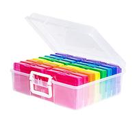 novelinks Boîtes photo transparentes 10,2 x 15,2 cm et transparent Craft Keeper avec poignée - 16 étuis intérieurs Boîte de rangement en plastique (multicolore)