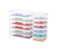 novelinks Lot de 6 boîtes de rangement empilables en plastique transparent avec couvercle à verrouillage - Boîtes de rangement pour fournitures d'art et loisirs créatifs - Boîtes de rangement pour