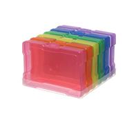 novelinks Lot de 6 boîtes de rangement pour photos de 10,2 x 15,2 cm - Boîtes de rangement en plastique multicolore avec couvercles - Boîtes de rangement pour photos, travaux manuels, cartes et