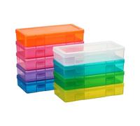 novelinks Lot de 9 boîtes de rangement en plastique de taille moyenne avec couvercles verrouillables pour fournitures, crayons, crayons, perles, papeterie et salle de ouleur moyenne)
