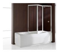 Novellini Aurora pare-baignoire rabattable 3 volets 138x138cm profil blanc et verre transparent aurora93v-1a