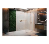 Novellini H art Douche à l'italienne - 80x200cm - Verre clair avec bande mate - inox brossé (acier inoxydable) harthp80-44z