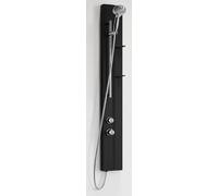 Novellini Z Colonne de douche équipée pour salle de bain standard noir mat montage coin mur étagères porte objets mélangeur mécanique tige ascenseur douche à main flexible chrome 19 x 6 x 140 cm