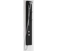Novellini Z Colonne de douche équipée pour salle de bain standard noir mat montage coin mur étagères porte objets mitigeur thermostatique tige montante douchette main flexible chrome 19 x 6 x 140 cm