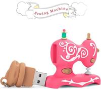 Novelty 32GB USB Memory Stick Sewing Machine Shape Pendrive Storage USB External Flash Drive,Rose Red
