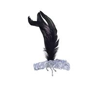 Novelty-BA2816 Bristol Novelty BA2816 Serre-tête avec Plumes, Noir/Gris, Femme, Black/Silver, Taille Unique