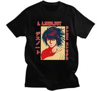 Novelty Death Note Tshirts for Men Father's dayd PrintLawliet Tee Shirt Pure Cotton Mystery Manga T-Shirt Clothes Gift Black Manches Courtes(Large)
