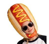 Novelty Hot Dog Hat, Food Costume Party Headwear, Fun Dress Up Accessories with Soft Lightweight Fabric Design, Wearable Prop System, Humorous Character Hat, Festival Outfit for Carnival