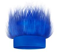 Novelty Place Bandeau en fourrure bleue pour costume, perruque de cheveux fous et pelucheux, fêtes sportives, déguisements, cosplay