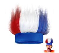 Novelty Place Bandeau poilu patriotique - Perruque troll rouge, blanc, bleu + accessoire costume USA pour 4 juillet, Memorial Day, sport, cosplay