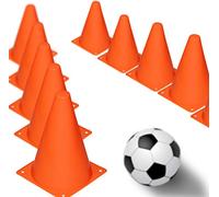 Novelty Place Cônes d'entraînement Polyvalents (Ensemble de 12) Cônes de signalisation Souples et durables pour la sécurité, l'agilité, Le Football - Néon Orange 7 Pouces