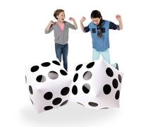 Novelty Place Lot de 2 dés géants gonflables Jumbo de 33 cm, dés blancs et noirs pour jeux en intérieur et en extérieur, ludo et fête à la piscine