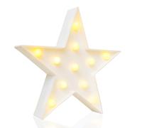 Novelty Place Star Marquee Sign Lights, Lampe LED Blanc Chaud - Salon, Table de Chambre et Décoration Murale de Noël pour Enfants et Adultes - Alimenté par Piles 10 Pouces de Haut