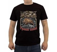 Novelty Russian Hunt Print T-Shirt Summer Men's Short Sleeve O-Neck Cotton T Shirt Casual Tees Tops Fitness Streetwear Black Manches Courtes(Medium)