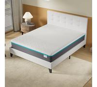 NOVEMBER- Ensemble Matelas + LIT (140x190cm) - Matelas Ypsilon (Équilibré) 28cm Latex Naturel & Mémoire de Forme + Sommier tête de lit Stable & Robuste revêtement synthétique Blanc