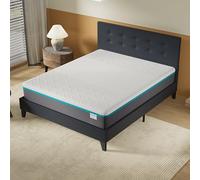 NOVEMBER- Ensemble Matelas + LIT (140x190cm) - Matelas Ypsilon (Équilibré) 28cm Latex Naturel & Mémoire de Forme + Sommier tête de lit Stable & Robuste revêtement synthétique Noir