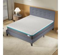 NOVEMBER- Ensemble Matelas + LIT (140x200cm) - Matelas Ypsilon (Équilibré) 28cm Latex Naturel & Mémoire de Forme + Sommier tête de lit Stable & Robuste revêtement synthétique Gris