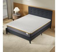 NOVEMBER- Ensemble Matelas + LIT (140x200cm) - Matelas Ypsilon (Ferme) 28cm Latex Naturel & Mémoire de Forme + Sommier tête de lit Stable & Robuste revêtement synthétique Noir