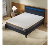 NOVEMBER- Ensemble Matelas + LIT (160x200cm) - Matelas Ypsilon (Ferme) 28cm Latex Naturel & Mémoire de Forme + Sommier tête de lit LED Stable & Robuste revêtement Noir