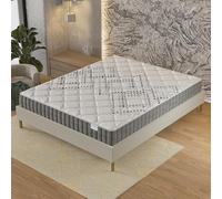 NOVEMBER - Ensemble Matelas + sommier (120 x 190cm)- Matelas Eliha Ressorts ensachés & Mousse Haute Densité d’épaisseur 20cm + Sommier Bois Stable & Robuste revêtement Tissu Blanc