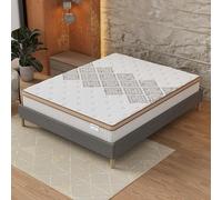 NOVEMBER- Ensemble Matelas + sommier -120 x 190cm- Matelas Errakis Ressorts ensachés & Mousse Haute Densité d’épaisseur 28cm + Sommier Bois Stable & Robuste revêtement Tissu Gris