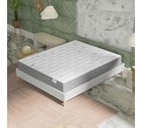 NOVEMBER- Ensemble Matelas + sommier (120 x 190cm)- Matelas Galice Ressorts ensachés & mémoire de Forme d’épaisseur 25cm + Sommier Bois Stable & Robuste revêtement Tissu Blanc