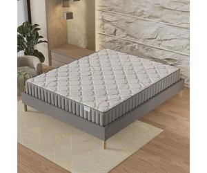 NOVEMBER- Ensemble Matelas + sommier (120 x 190cm) - Matelas Sirius Latex Naturel & Mousse Haute Densité d’épaisseur 22cm + Sommier Bois Stable & Robuste revêtement Tissu Gris