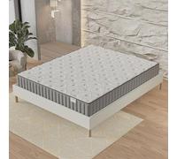 Matelas + Sommier (140 x 200cm)- Matelas Orionis Mousse Mémoire de Forme 16cm + Sommier Bois, Stable, revêtement Tissu Blanc