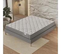 NOVEMBER- Ensemble Matelas + sommier (140 x 200cm) - Matelas Sirius Latex Naturel & Mousse Haute Densité d’épaisseur 16cm + Sommier Bois Stable & Robuste revêtement Tissu Gris