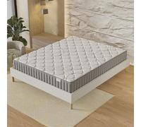 NOVEMBER- Ensemble Matelas + sommier (180 x 200cm) - Matelas Sirius Latex Naturel & Mousse Haute Densité d’épaisseur 22cm + Sommier Bois Stable & Robuste revêtement Tissu Blanc