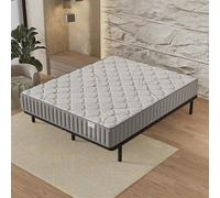 NOVEMBER Ensemble Matelas + Sommier - Matelas Mousse Latex Naturel d’épaisseur 16cm + Sommier lit, à Lattes en Bois, Cadre en métal (140 x 190 cm)