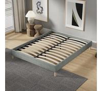 NOVEMBER Lit Double avec sommier intégré - Dimensions 180 x 200cm - Revêtement Tissu Vert - Stable et Robuste/Pieds centraux de Renfort