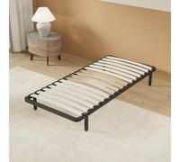 NOVEMBER Sommier à Lattes en Bois, Cadre en métal, Lattes en Bois Flexible, 2 Doubles Lattes de Renfort Lombaire, 7 Pieds, lit très Stable, Solide et Durable, Style Industriel (90 x 200 cm)