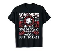Novembre 1943 Anniversaire Vintage Étiquette Décorations Rétro Bday T-Shirt