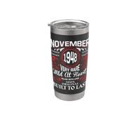Novembre 1948 Anniversaire Vintage Étiquette Décorations Rétro Bday Gobelet isotherme en acier inoxydable double paroi