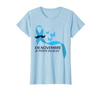 Novembre Bleu Cancer Prostate Moustache Ruban Bleu 2025 T-Shirt, Femme, Bleu Céleste, 3XL