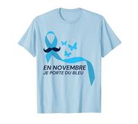 Novembre Bleu Cancer Prostate Moustache Ruban Bleu 2025 T-Shirt, Homme, Bleu Céleste, 3XL