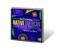 Novembre est le Mois du patrimoine amérindien : épinglettes, badges carrés, épinglettes émaillées, décorations de fête